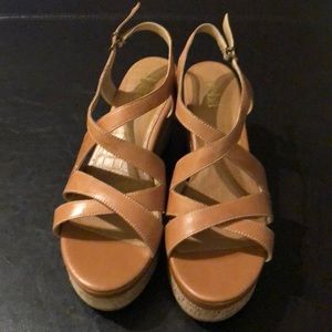 Reba brand leather cork wedge sandals size 8.5